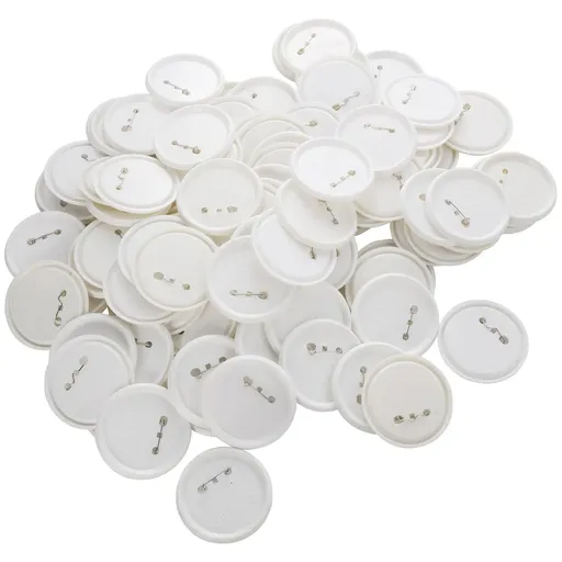 200 Sets 3 inch 75mm Pin Back Button Parts, Plastic/Metal Button, Clear Film, Machine NOT Included