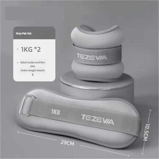 Grey Adjustable Weighted Leg & Wrist Sandbag Set - 1kg Each for Fitness, Running, and Dance Training