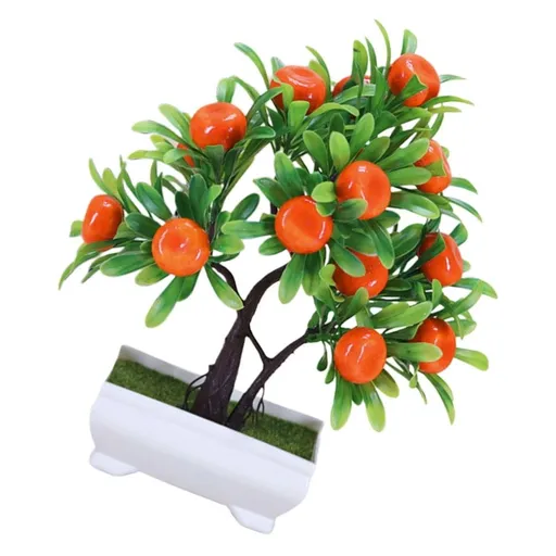 Realistic Artificial with Faux Oranges, Potted Fruit Bonsai Plant for Home, Office, Party Decoration
