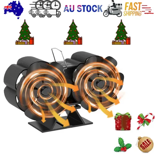 12 Blade Fan Heat Self-Powered Wood Stove Top Burner Fireplace Silent Eco Heater
