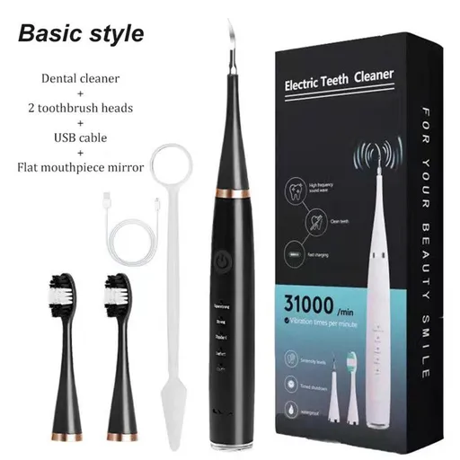 Multifunctional Electric Dental Cleaner, Tartar Remover, 2-in-1 Handheld Electric Toothbrush Oral Cleaning Device—Black