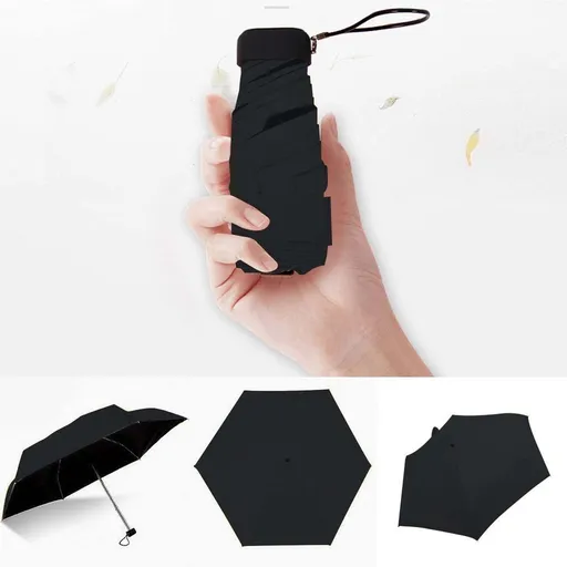 Small Mini Umbrella, Light Compact Outdoor Sun&Rain Umbrellas, UV-Proof Lightweight Portable Parasol, Easy to Carry Umbrella Perfect for Sunny&Raining Days, Travel, Daily Use, Gift (Black)