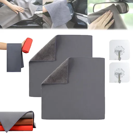 4pcs Super Absorbent Car Drying Towel - Suede Coral Velvet Double-Sided Car Towel, No-Scratch Lint-Free Reusable Thickened