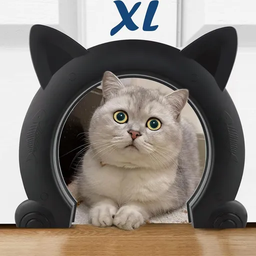 Large Cat Door Interior Door, XL Indoor Cat Door, Pet Doors for Cats, Kitties and Small Dogs (Black)