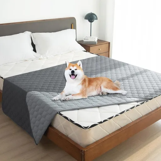 Grey 2-Sided Waterproof Pet Sofa Cover - Dog Bed Protector Blanket for Furniture, Couches & Car Seats (200x260cm, Machine Washable)
