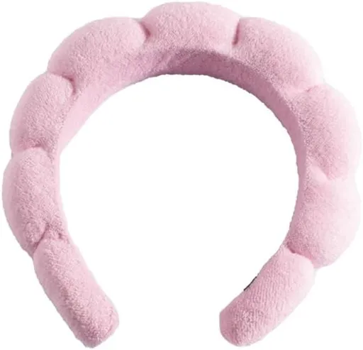 Soft Spa Headband for Women and Girls, Non-Slip Hair Band for Face Washing, Makeup, Shower, Pink
