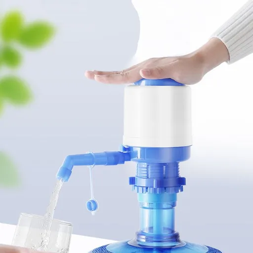 Water Bottles Pump Blue Manual Hand Pressure Drinking Fountain Pressure Press Pump with an Extra Short Tube and Cap