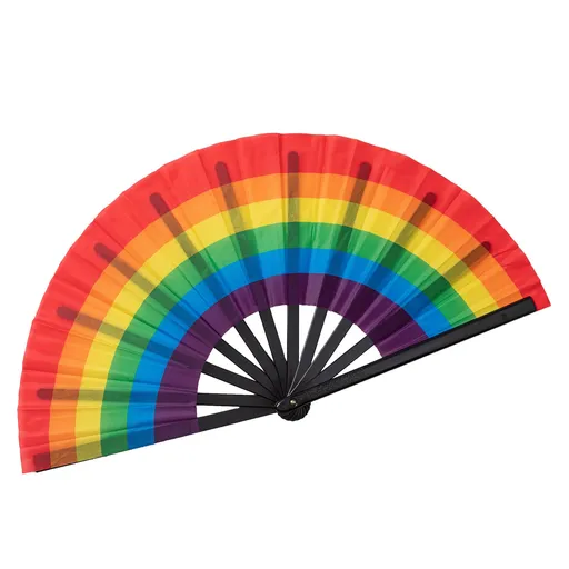 2 Pack Rainbow Folding Hand Fans, Colourful Clacking Rave Fans for Pride Events, Parades, Festivals, Parties, Dance and Costume Accessories