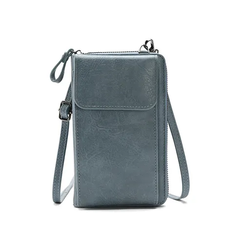 Blue Women's PU Leather Crossbody Phone Bag with Adjustable Shoulder Strap and Large Capacity Wallet for Daily Travel Stylish and Organized Local Fashion Fit