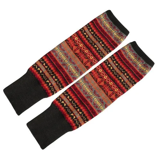 Women Ladies Winter Warm Knit Wool Leg Warmer Woolen Knee Knit Socks Leggings - Black