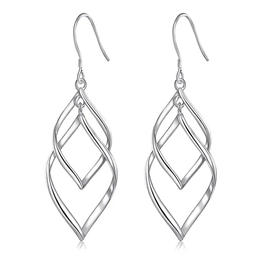 Sterling Silver Dangle Earrings for Women, 14k Gold Plated Double Linear Drop Statement Earrings Anniversary Birthday Gifts