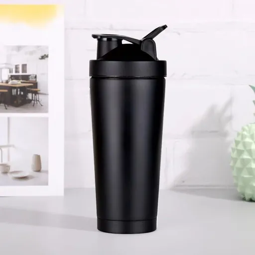 Stainless Steel Protein Shaker Bottle with Whisk Ball 500ml Leak Proof Vacuum Insulated Flip Cap Portable for Gym Supplements Smoothie