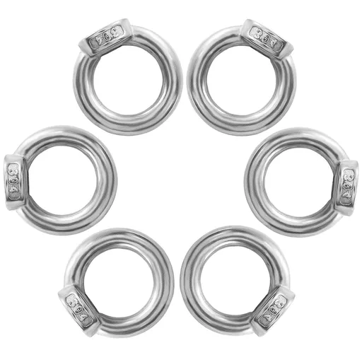 6 Pcs M10 304 Stainless Steel Lifting Eye Nut, 3/8" Metric Ring Shape Nut Threaded Fastener for Boating/Industrial Use