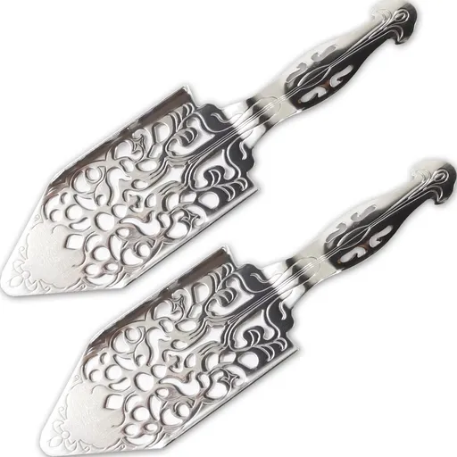 2 PCS Stainless Steel Absinthe Spoons Vintage Wormwood Cocktail Bar Glass Cup Drinking Filter Hollowed Out Absinthe Fountain Spoon