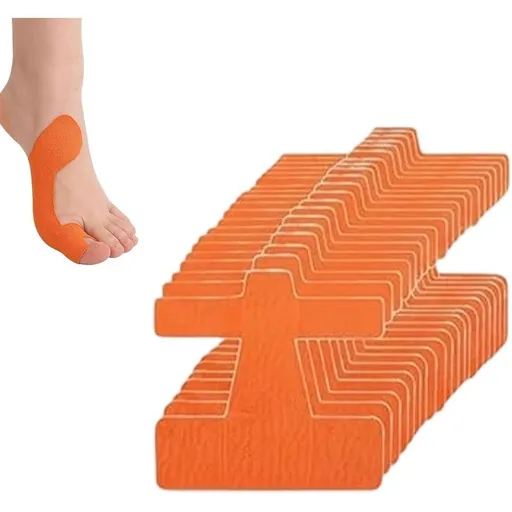 Kinesiology Tape for Big Toe, 20/40 PCS Bunion Tape for Daily Foot Support, Breathable Toe Wrap Tape with Easy Peel Backing for Walking Shoes and Light Activity (Orange, 20pcs)