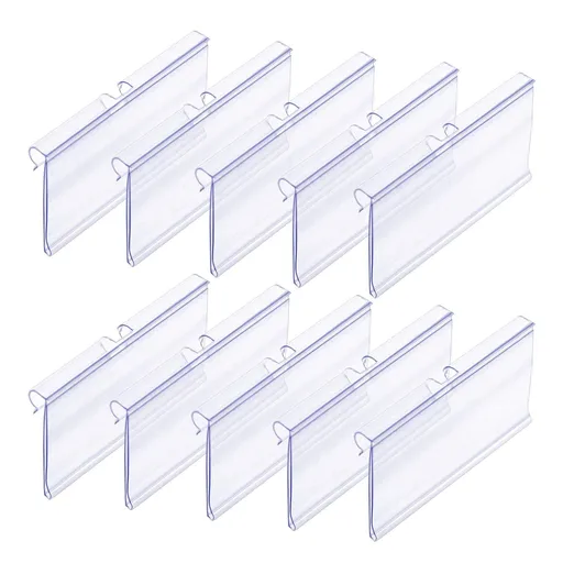 50 Pcs Plastic Wire Shelf Label Holders,Clear Price Tag Holder with Double Snap Lock Closure - Reusable Plastic Basket Label
