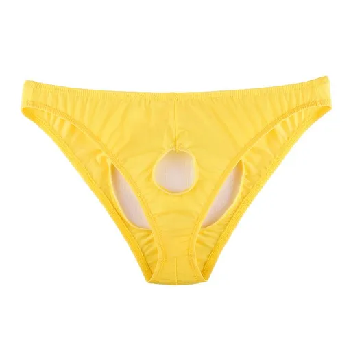 Ye Zimei Men Ice Silk Open Crotch Briefs Yellow All yards