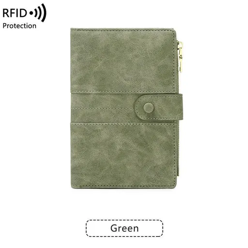 RFID-Protected Multi-Compartment Organiser for Cards Green