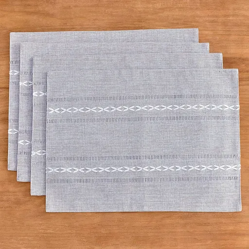 Woven Placemats Heat Resistant 30x50cm Blue 4 Piece Set