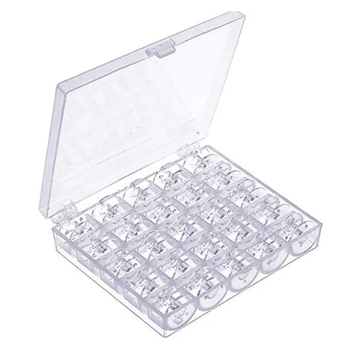 25pcs Transparent Bobbins and Sewing Thread with Case Pre-Wound Bobbins Set for Hand and Machine Sewing Assorted Colors