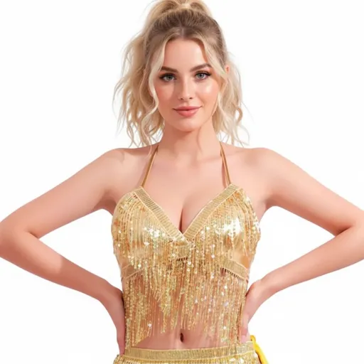 Adult Sequin Fringe Top in Gold/Yellow