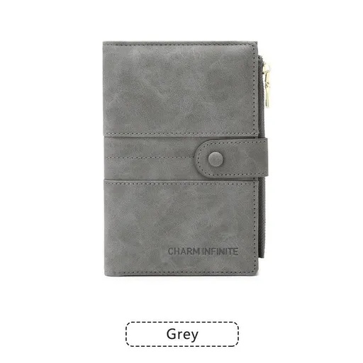 Grey RFID-Protected Travel Passport Wallet - Slim Multi-Compartment Organiser for Cards, ID, SIM & Documents, PU Leather Finish