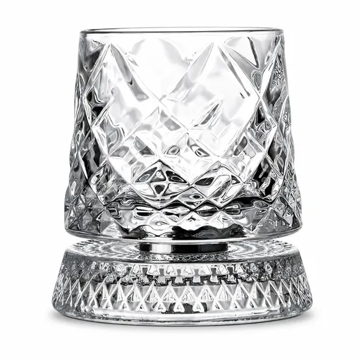 Spinning Whiskey Glasses, 360° Spinning Lead-Free Crystal Tumbler, Heavy Base Old Fashioned Glass for Bourbon, Scotch, Cocktails & Gifts for Men