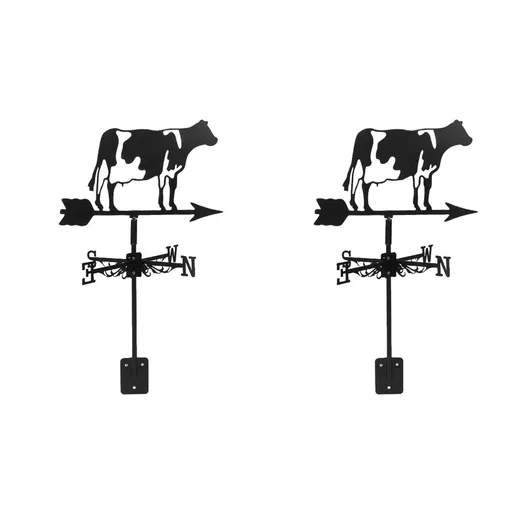 2-Pack Cow Weathervane Set - Direction Indicator for Roof, Garden, Patio Decorative Weather Vane