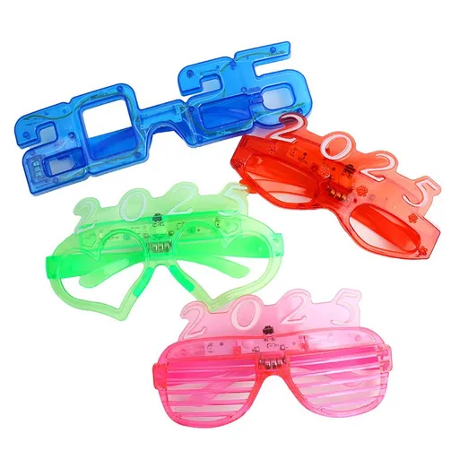 LED Eye Frame Plastics Party Glass New Year Eve 2025 Glasses Music Festival Eyeglasses Photostudio Decoration 4PCS random color