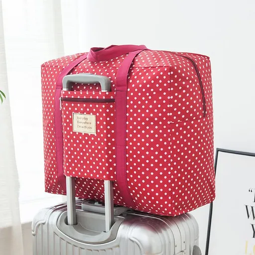 Travel Storage Bag Oxford Cube Waterproof Rose Red Dot Medium 42X32X17cm