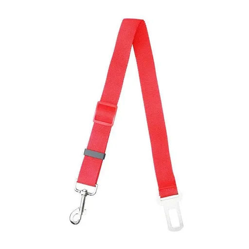 Adjustable Pet Harness Lead for Car Travel with Clip Attachment Nylon Restraint Strap - Red