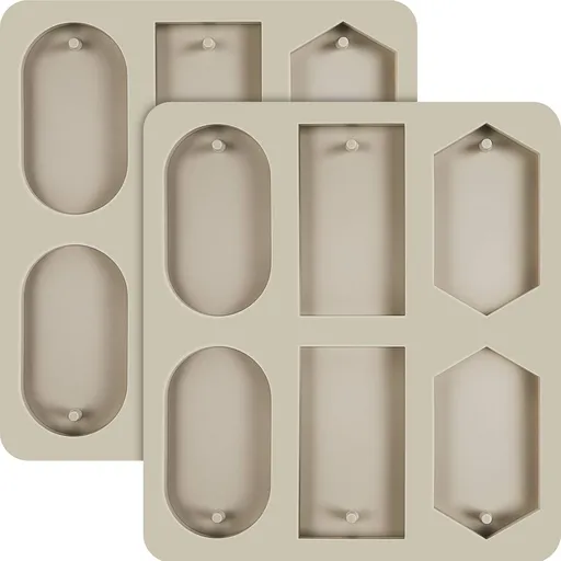 2 Pcs Silicone Wax Melt Molds Silicone Resin Keychain and Wax Sachets Epoxy Casting Jewelry Making Molds with Hanging Holes for DIY Jewelry Handicrafts Making(Stylish Style)