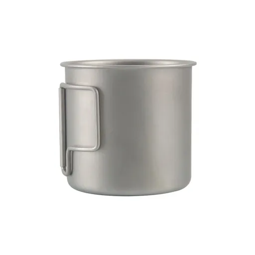 Titanium stainless steel convenient mouth cup, outdoor camping foldable handle cup, travel tea making and boiling cup（8cm）