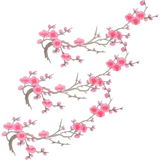 Cherry Blossom Iron on Patch, Pink Cherry Blossom Iron on Patch, Embroidered Floral Appliques