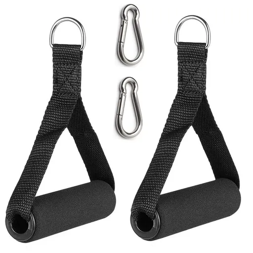 Heavy Duty Exercise Handle Pair with Carabiners- Grip Attachments for Cable Machine Pulleys, Gym Equipment, Resistance