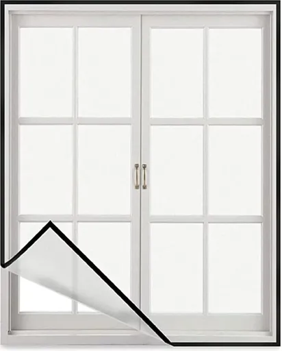 White Window Fly Screen with Black Self-Adhesive Hook-and-Loop Tape, 120 x 150 cm