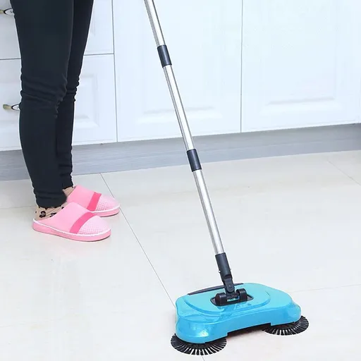 Hand Push Sweeper | Dry Sweep and Wet Drag Floor Cleaner with 2 Corner Brushes | Lightweight Manual Sweeping Mopping Machine for Hard Floors | Home, Office, and Apartment Cleaning Tool for Pet Hair