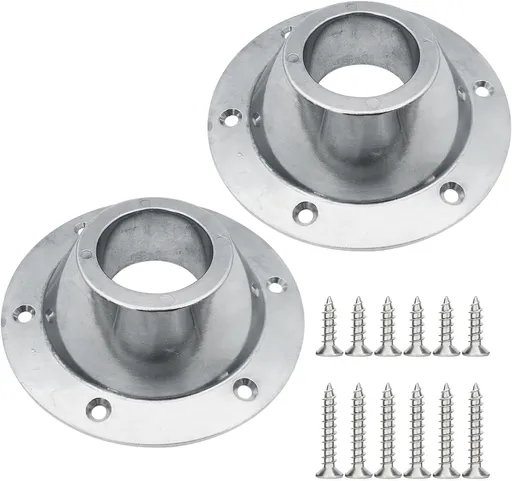 2 Pack Sliver Aluminum RV Table and Floor Mounting Base,RV Pedestal Base Flange, 6 Holes with Screws for Camper Trailer