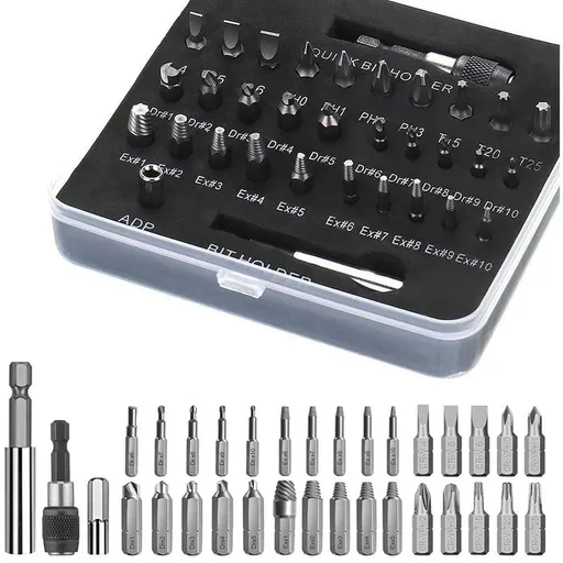 33Pcs Damaged Screw Extractor Kit & Screwdriver Bits Set Easy Out Stripped Bolt