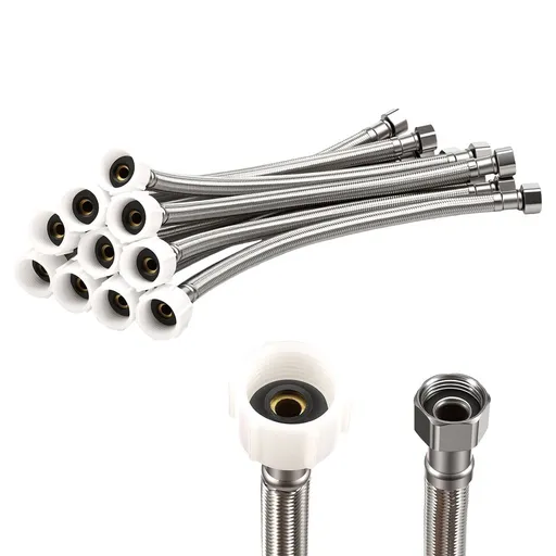 10 Pack Toilet Water Supply Line 11.8 Inch Braided 7/8" Ballcock x 3/8" Compression Flexible Toilet Water Hose Connector Stainless Steel Water Supply Line for Replacement