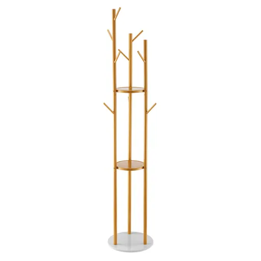 Coat Rack, Freestanding Coat Rack Stand with Quartz Stone Base & 9 Hooks, Free Standing Hall Coat Tree for Entryway, Bedroom, Office, Living Room, Modern Clothes Hanger for Coat, Hat, Scarf, Bag