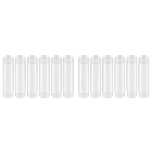 12 Pcs 16 Oz Inverted Plastic Squeeze Bottles, Refillable Tip Large Valve Dispenser Condiment Squeeze Bottle for Sauces