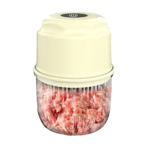 Yellow Cordless Electric Mini Food Chopper with 316 Stainless Steel Blades - Portable 300ml Garlic Crusher & Meat Grinder, One-Touch Operation