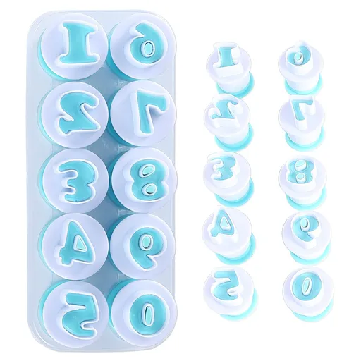 0-9 Numbers Cake Mold,Fondant Cookies Plunger Cutter Mold,DIY Chocolate Sugarcraft Stamp Impress,Cake Decorating Tools(Number)