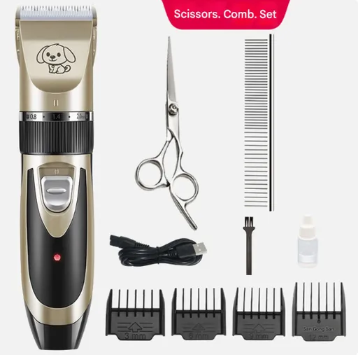 Dog Grooming Set with Electric Clipper, Scissors, and Comb