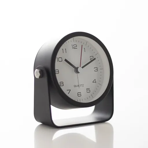 Silent Analog Alarm Clock with Night Light, Adjustable Angle for Travel Nightstand Bedroom, Black, 3.5 inches