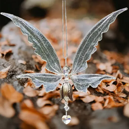 Angel Wings Butterfly Wind Chime, Angel Flower Butterfly Wind Bell with Hanging Rope,Inspirational Wind Chime