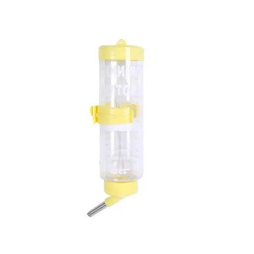 2X Pet Guinea Pig Rabbit Hamster Rat Drinker Drinking Water Bottle Waterer 250ml - Yellow