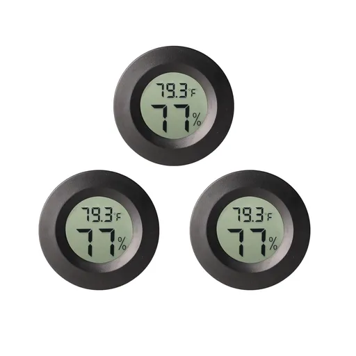 3pcs Mini Hygrometer Thermometer Indoor Outdoor Round Humidity Meter Fahrenheit Celsius Switchable Temperature Gauge Humidity Sensor Monitor for 3D Printer Reptile Jars