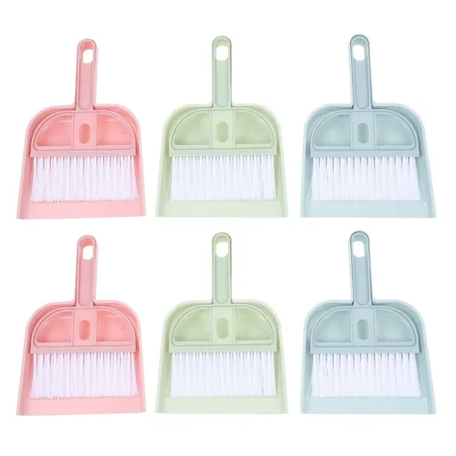 Mini Broom and Dustpan 6 Sets Blue Plastic for Pet Owners Home Cleaning